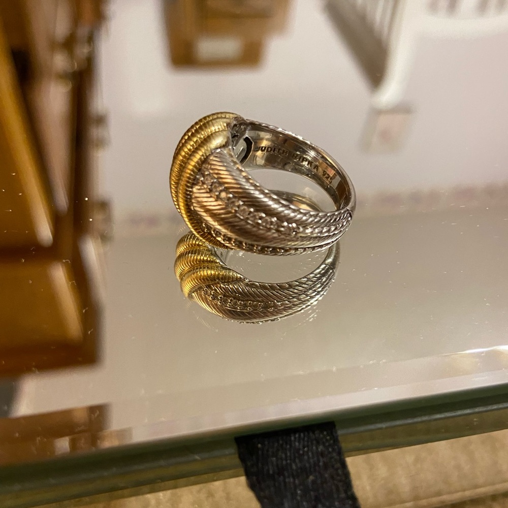 Judith Ripka designer two tone ring - Picture 3 of 6